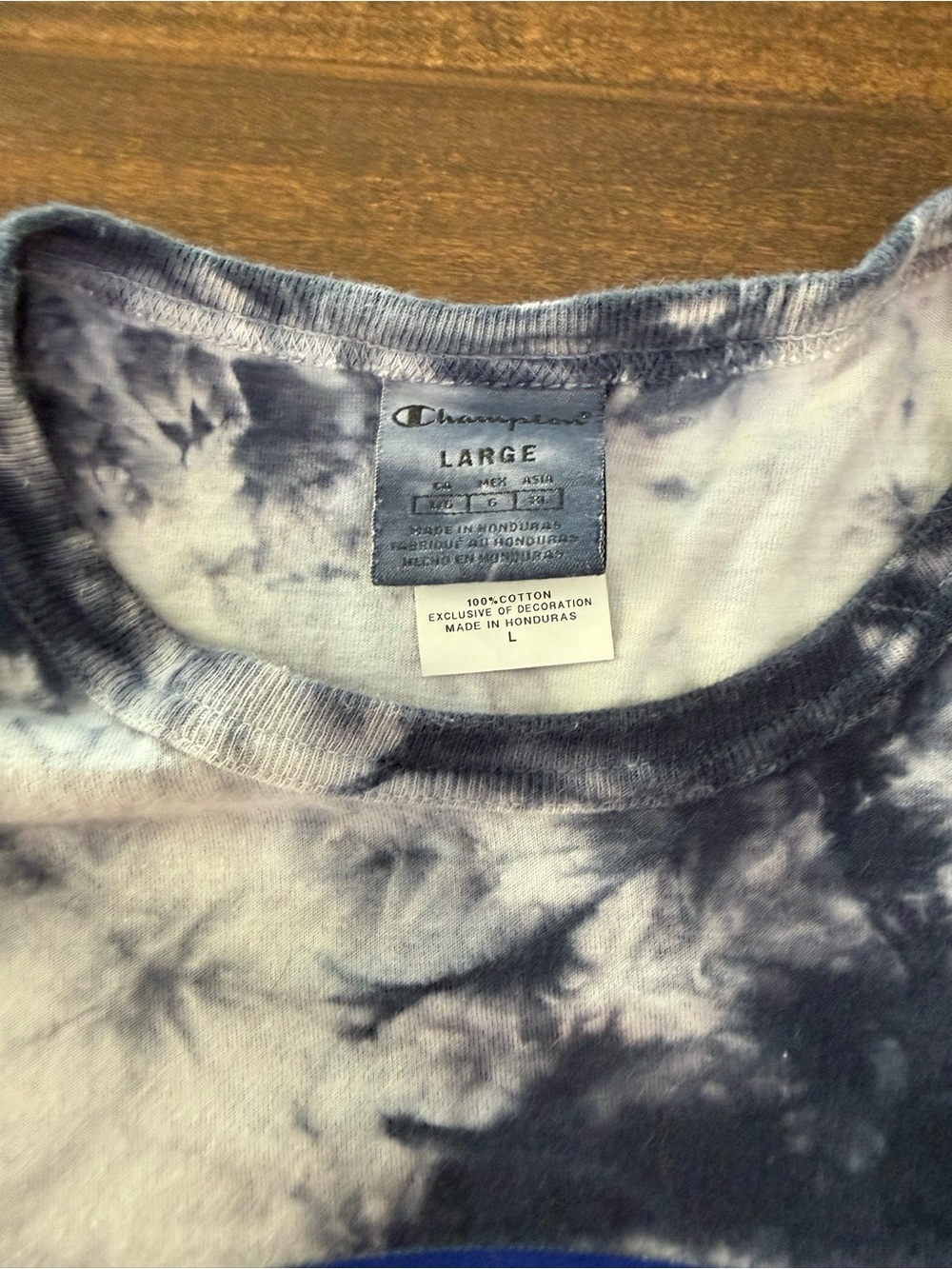 Champion Tie-Dye Short Sleeve Tee in Black and White with Multicolor Logo - Picture 5 of 6